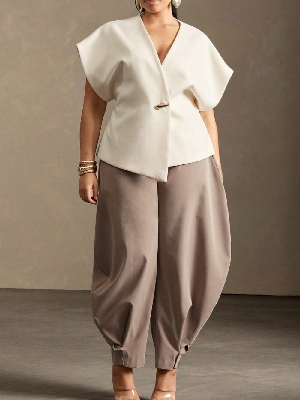 Apricot Casual Women's V Neck Batwing Slim Asymmetrical Waistcoat Top
